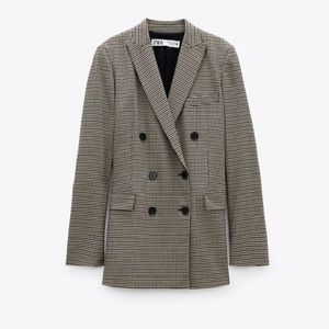 Black and brown plaid blazer